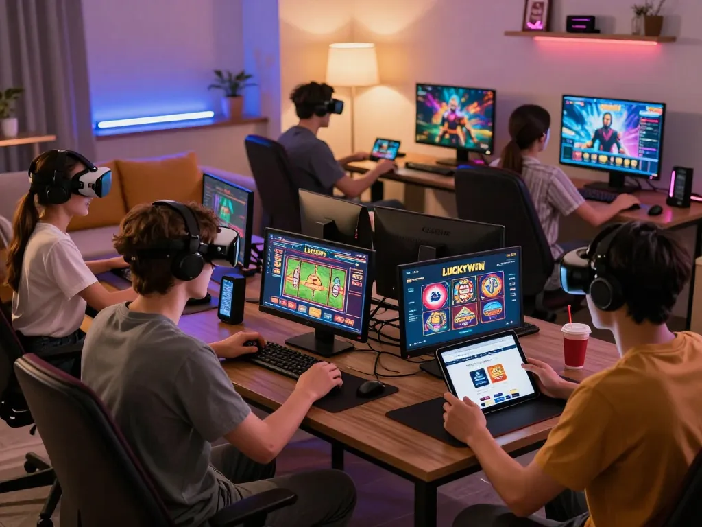 Players enjoying diverse games on https://luckywin.free/ in a welcoming, vibrant online gaming environment.
