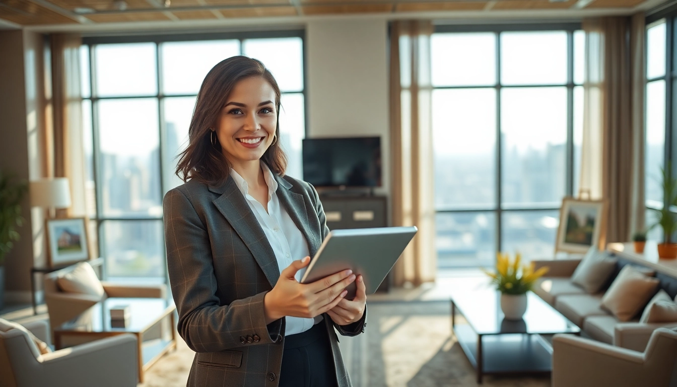Guide prospective buyers in Real Estate consultations with a professional agent in a bright office.