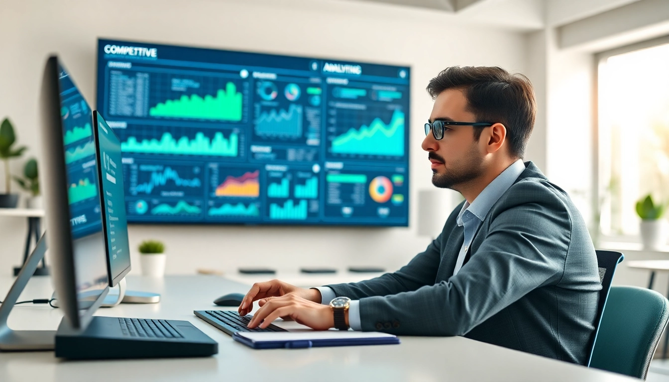 Examine competitive intelligence faqs from a professional business analyst in a modern office setting.