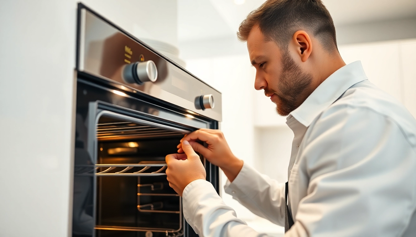 Technician conducting oven repair, showcasing expert services in repairing ovens.
