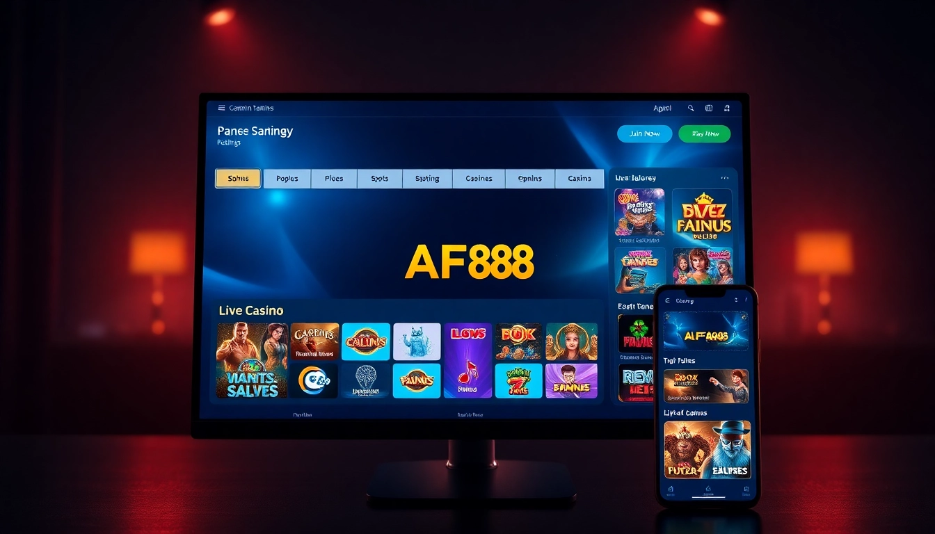 AF88 online gaming interface featuring sleek design and vibrant colors.