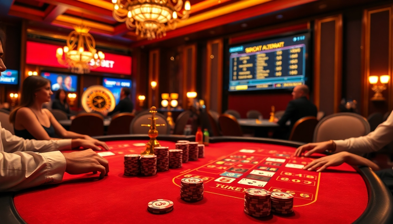 Immersive casino table scene featuring sbobet link alternatif for engaging betting experiences.