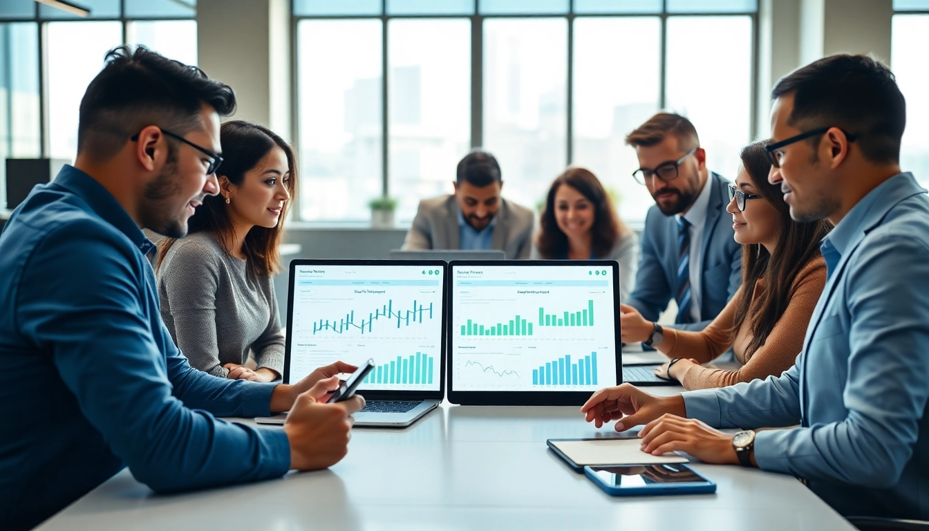 Showcasing users efficiently utilizing enterprise search software to enhance productivity and collaboration.