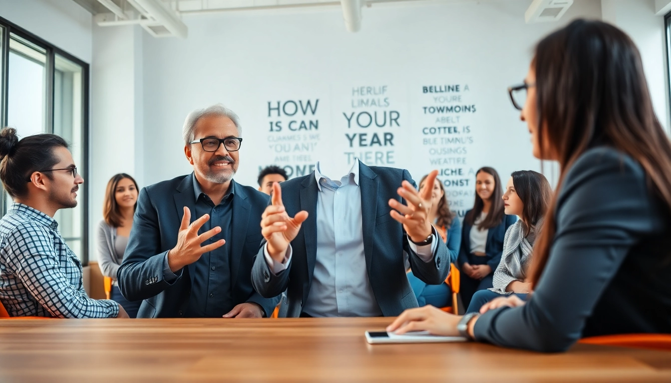 Engaging scene featuring a business coach near me leading a group session in a well-lit office.