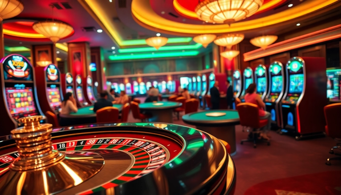 Excited players winning at the vibrant XX88 casino with engaging games and luxurious atmosphere.