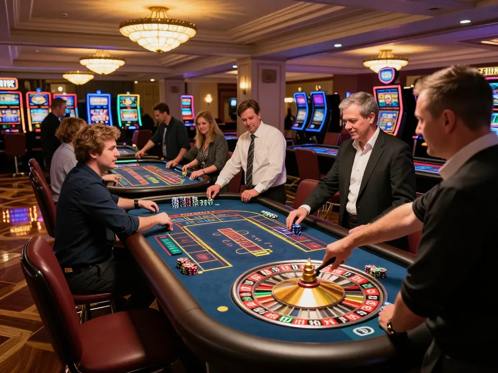 Players placing bets on the TR88 roulette table while enjoying an upscale casino atmosphere