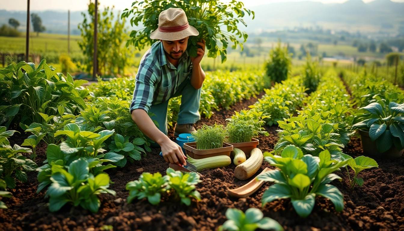 Petani toto memperlihatkan dedikasi dalam berkebun dengan tanaman subur dan alat pertanian.