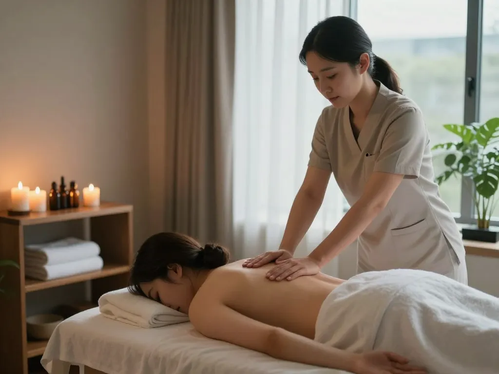 Relaxing 삼성동마사지 scene showcasing a tranquil spa with calming ambiance and professional massage therapy.