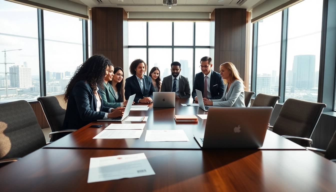 Engaged attorneys at https://www.turnpikelaw.com discussing legal strategies in a bright office