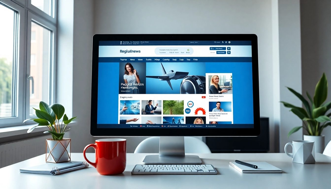 Showcasing engaging content on regionalmedianews.com in a modern office setup.