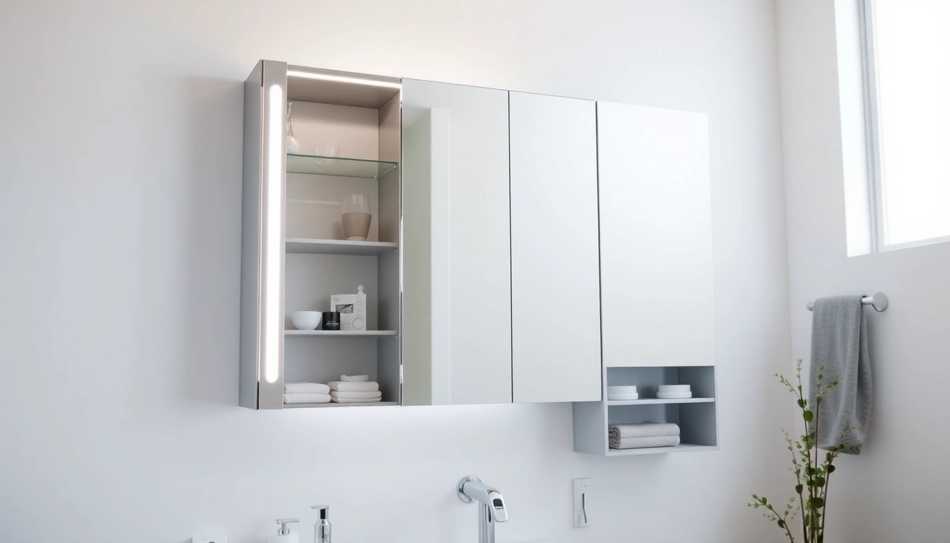 Sonni Spiegelschrank mit Beleuchtung und elegantem Design im modernen Badezimmer.