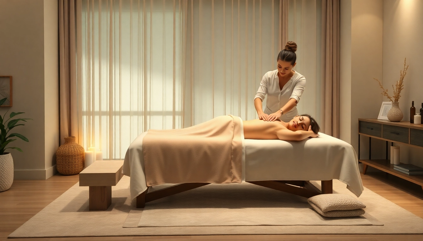 High-quality 출장마사지 scene in a luxurious home setting with professional therapist.