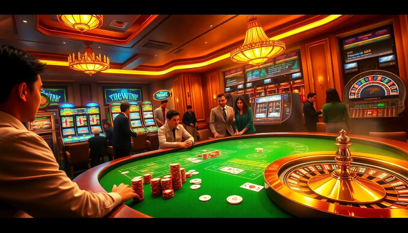 Experience the excitement of online gambling with app 789win at a vibrant casino table.