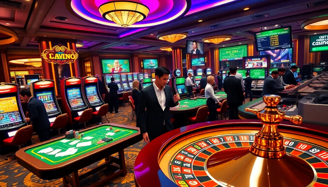 Experience the excitement of km88 with vibrant casinos, players betting, and thrilling gaming moments.