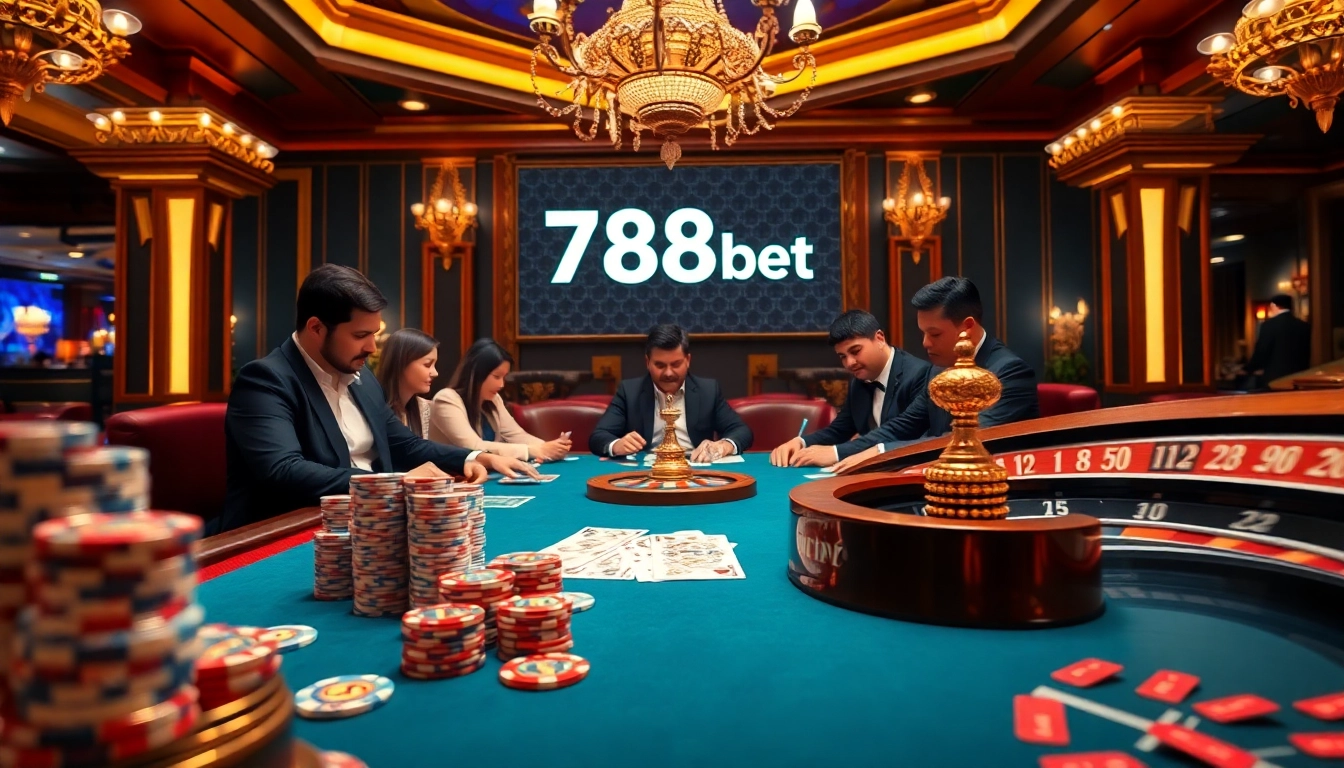 Action-packed moment at a poker table promoting link 789bet with vibrant cards and chips.
