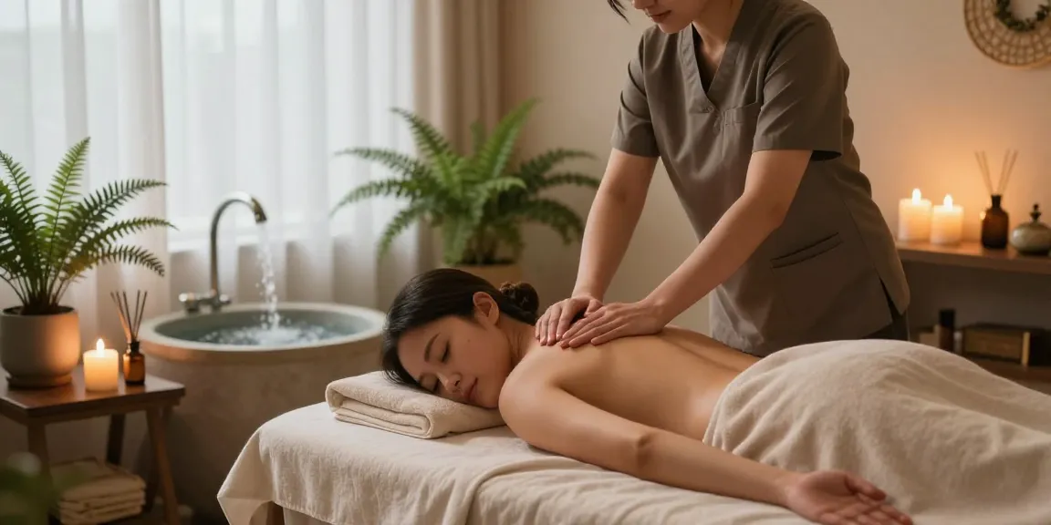 논현동 마사지 전문 관리사가 고객에게 편안한 마사지를 제공하는 모습