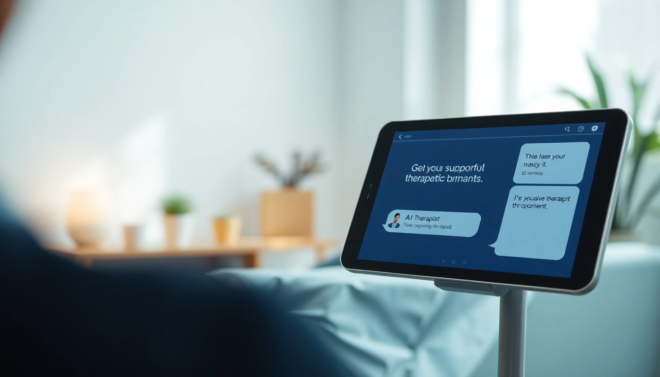 User engaging with the AI Therapist interface in a soothing environment, promoting mental wellness.