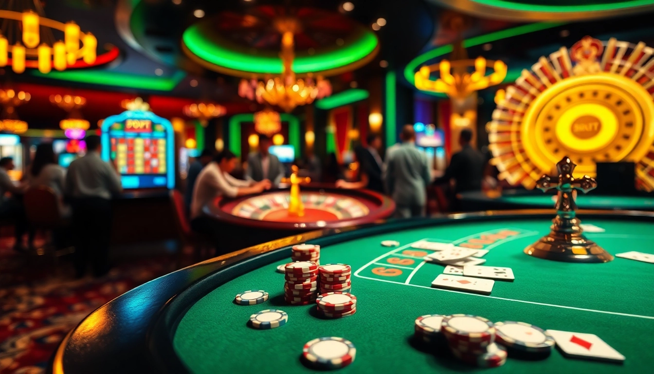 Experience thrilling gameplay with dinamit4d's vibrant casino atmosphere, showcasing roulette and poker.