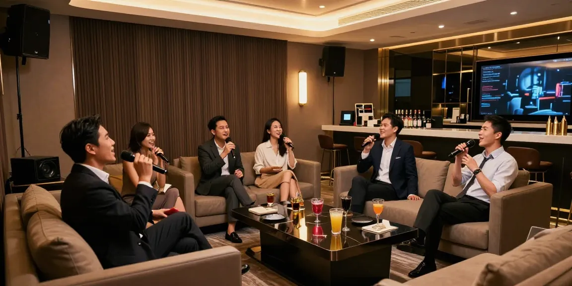강남쩜오에서 비즈니스 미팅을 즐기는 전문가들의 모습과 고급스러운 분위기