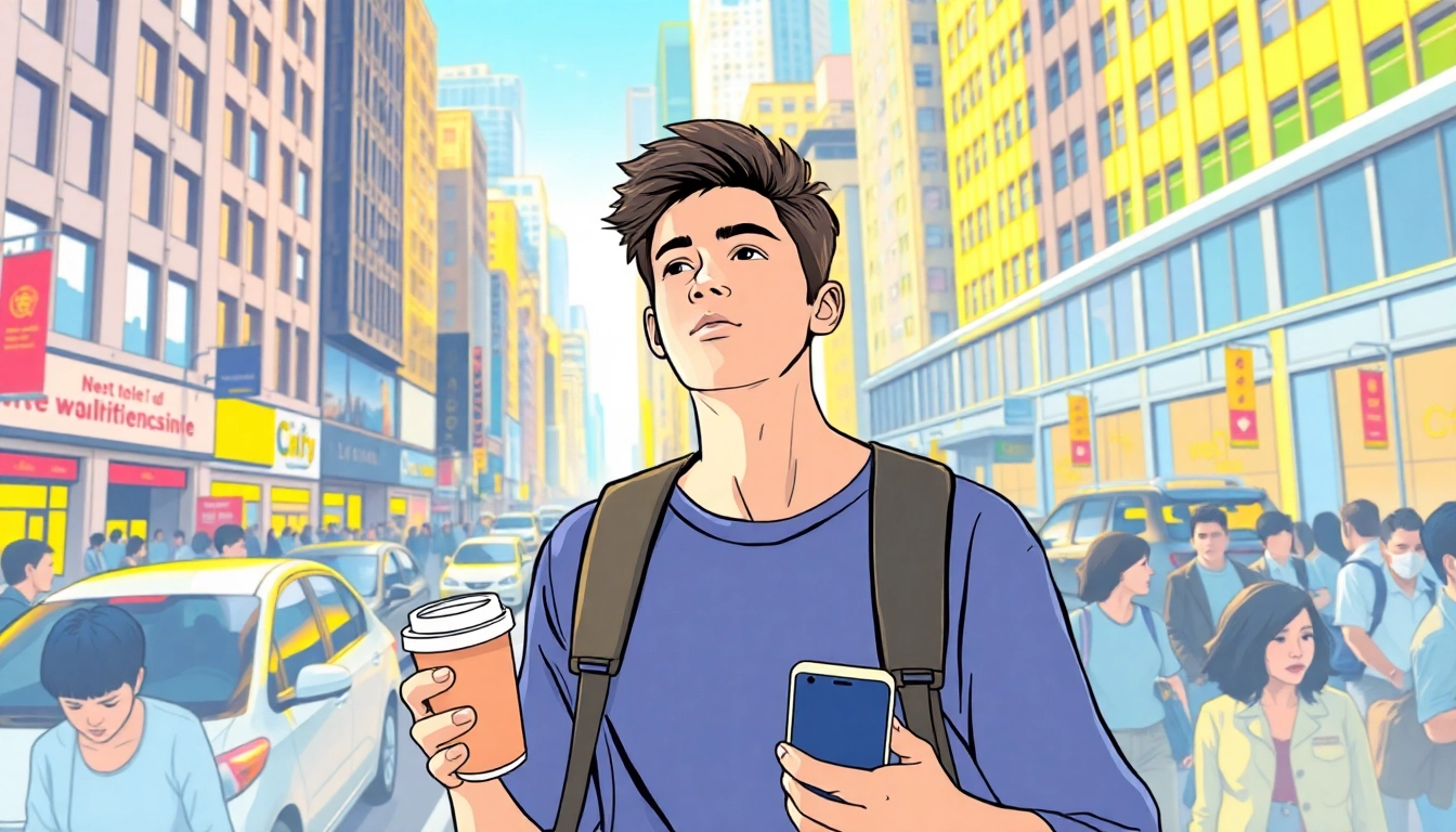 Life in a Break Down: A thoughtful young adult navigating a busy city, symbolizing life's complexities and daily challenges.