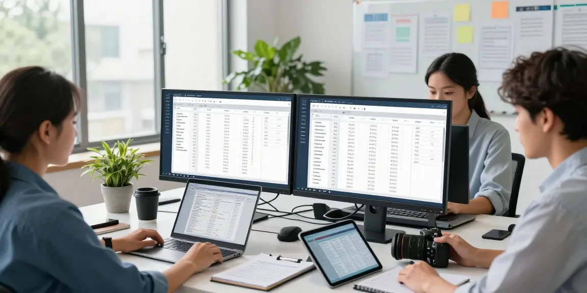 Team using advanced technology to detect fake receipts in a modern office.