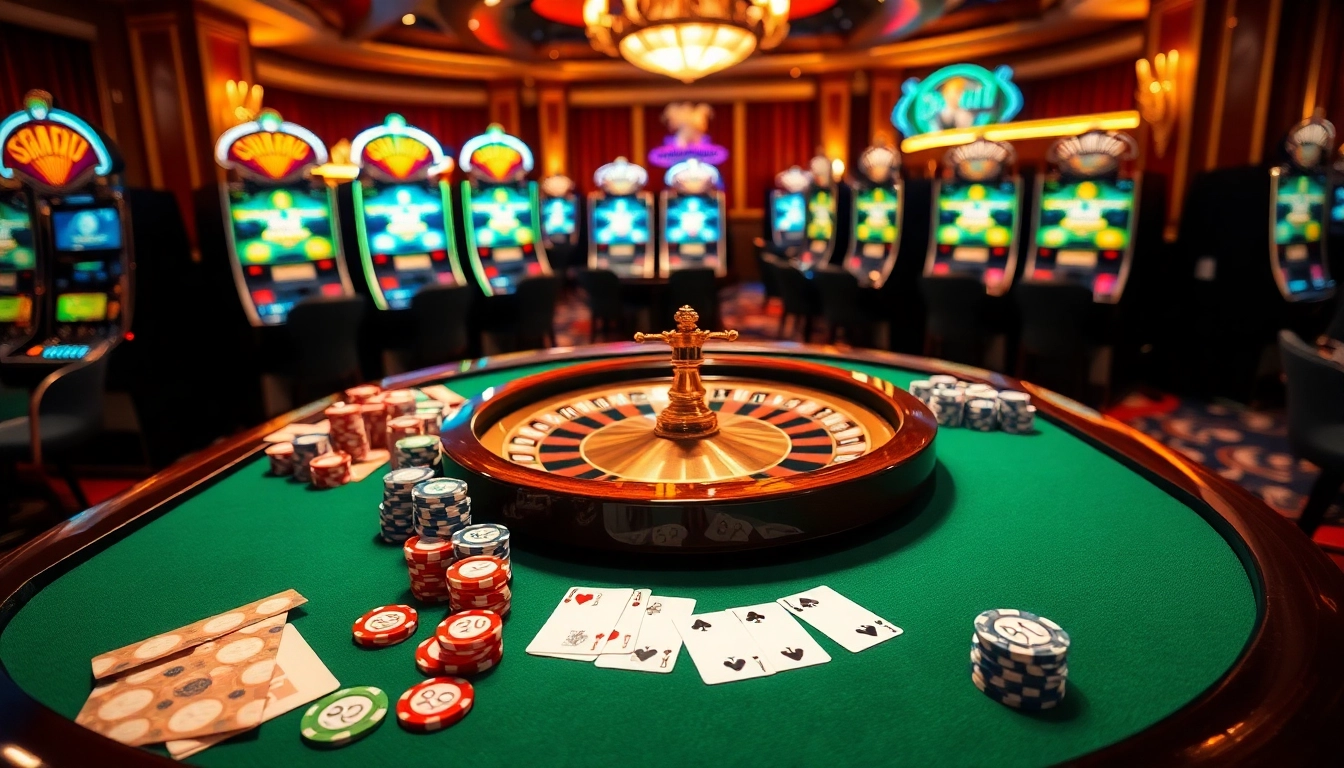 Engage with exciting casino action featuring 88i poker chips and roulette in a luxurious setting.