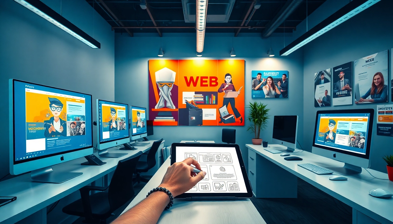 Showcasing Website Design Hereford with a modern web design workspace and creative elements.