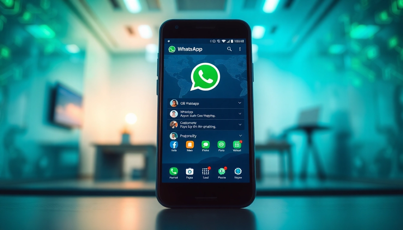 Engaging smartphone with GB WhatsApp interface showcasing vibrant customization options.