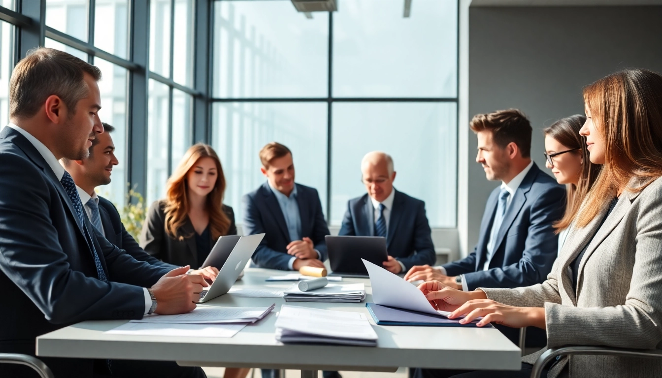 Engage with experienced USA lawyers discussing legal matters in a modern office.