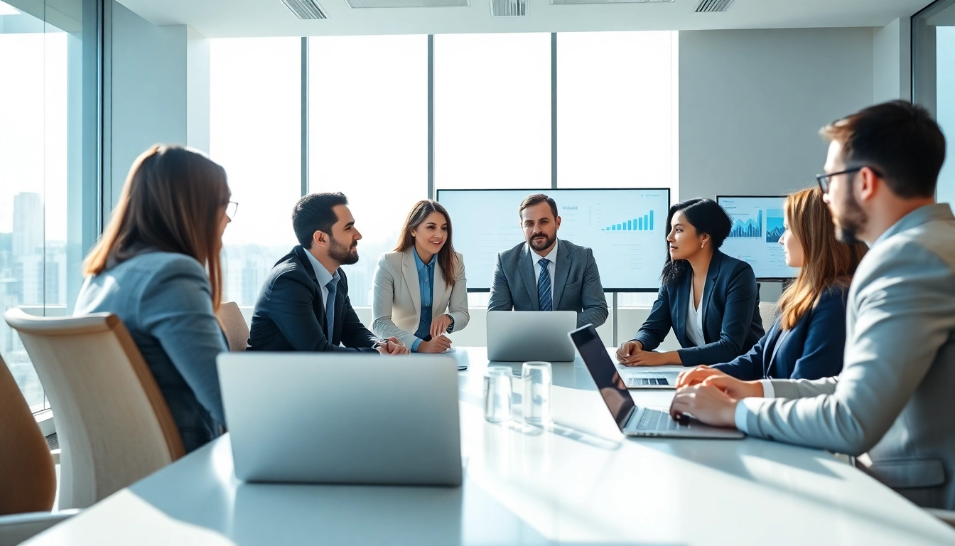 Team collaborating on competitive intelligence strategies in a bright conference room