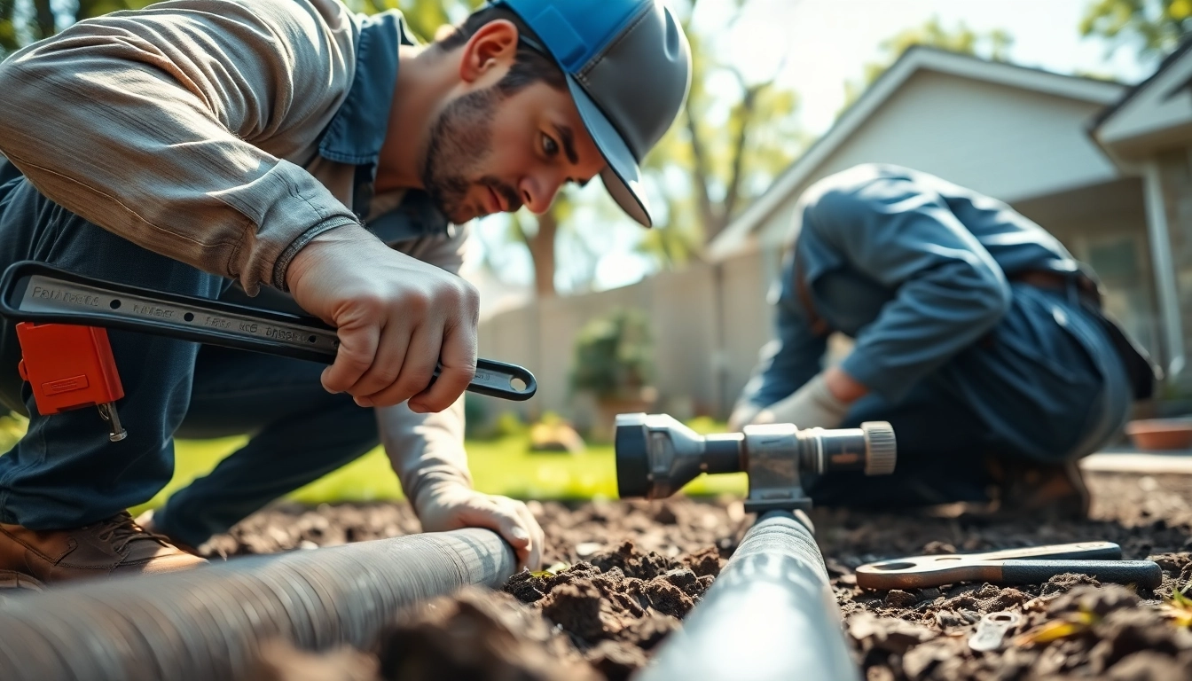 Expert sewer repair raleigh with a plumber diligently fixing pipes in a backyard setting.