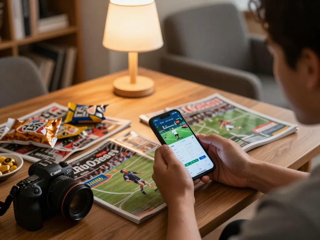 Betting enthusiast using the uu88 app for sports wagering on smartphone at home, showcasing modern gaming.