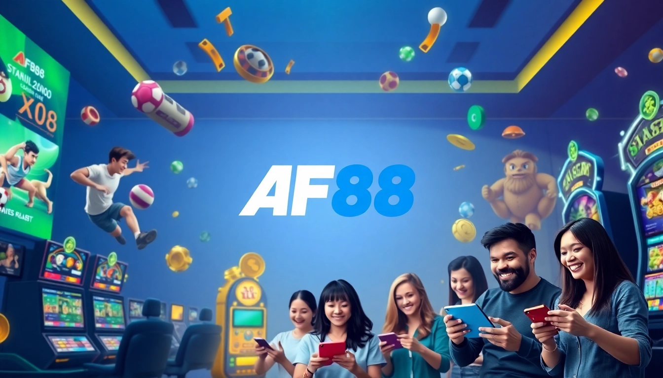 AF88 online gaming platform showcasing diverse gaming options and happy players.