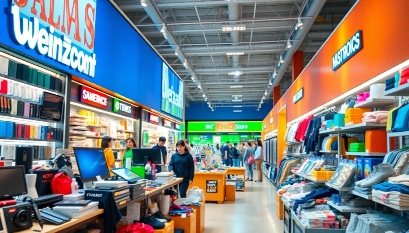 Shop in a diverse Multi-Store featuring vibrant products and modern design.