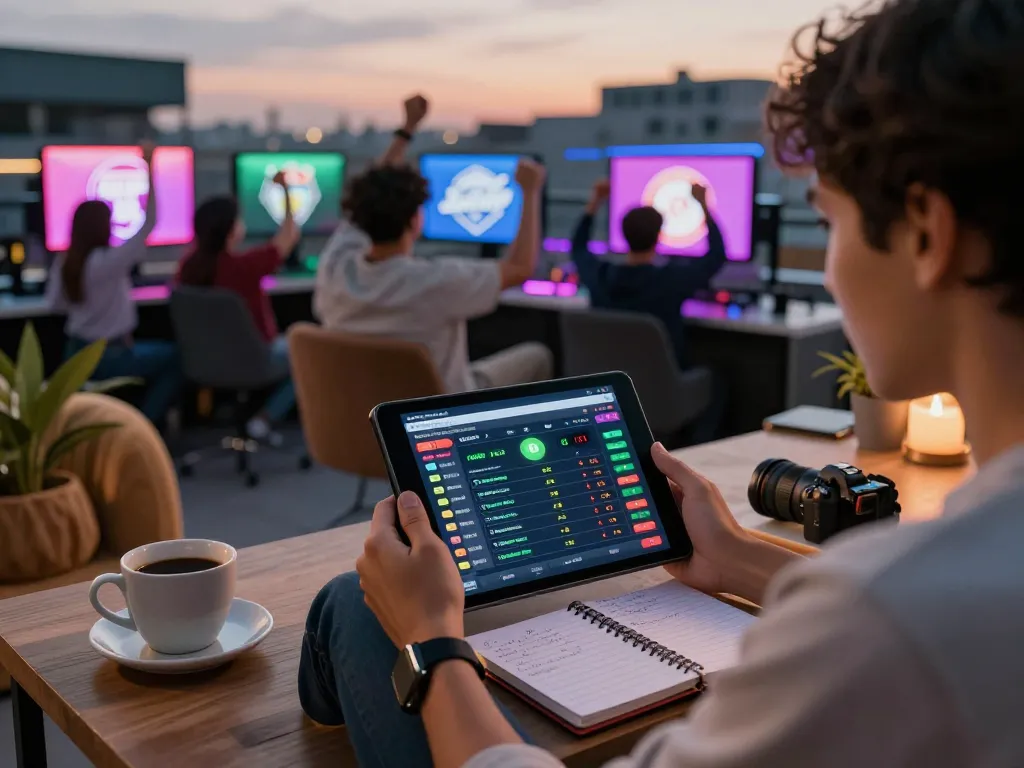 Engaging in live sports betting on OKFUN platform, showing match odds on tablet in modern home.