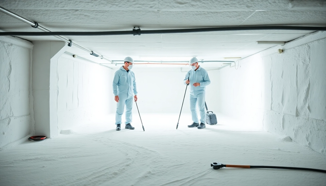 Crawl space cleaning service by http://newleafcrawlspace.com, showcasing professional technicians in action.
