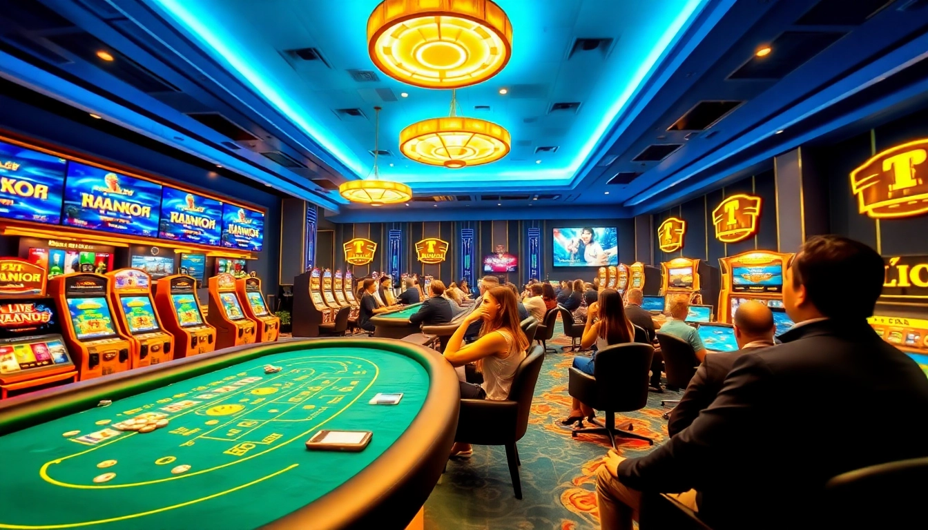 Link đăng nhập Nhatvip featured in a modern online casino atmosphere with players engaged in gaming.