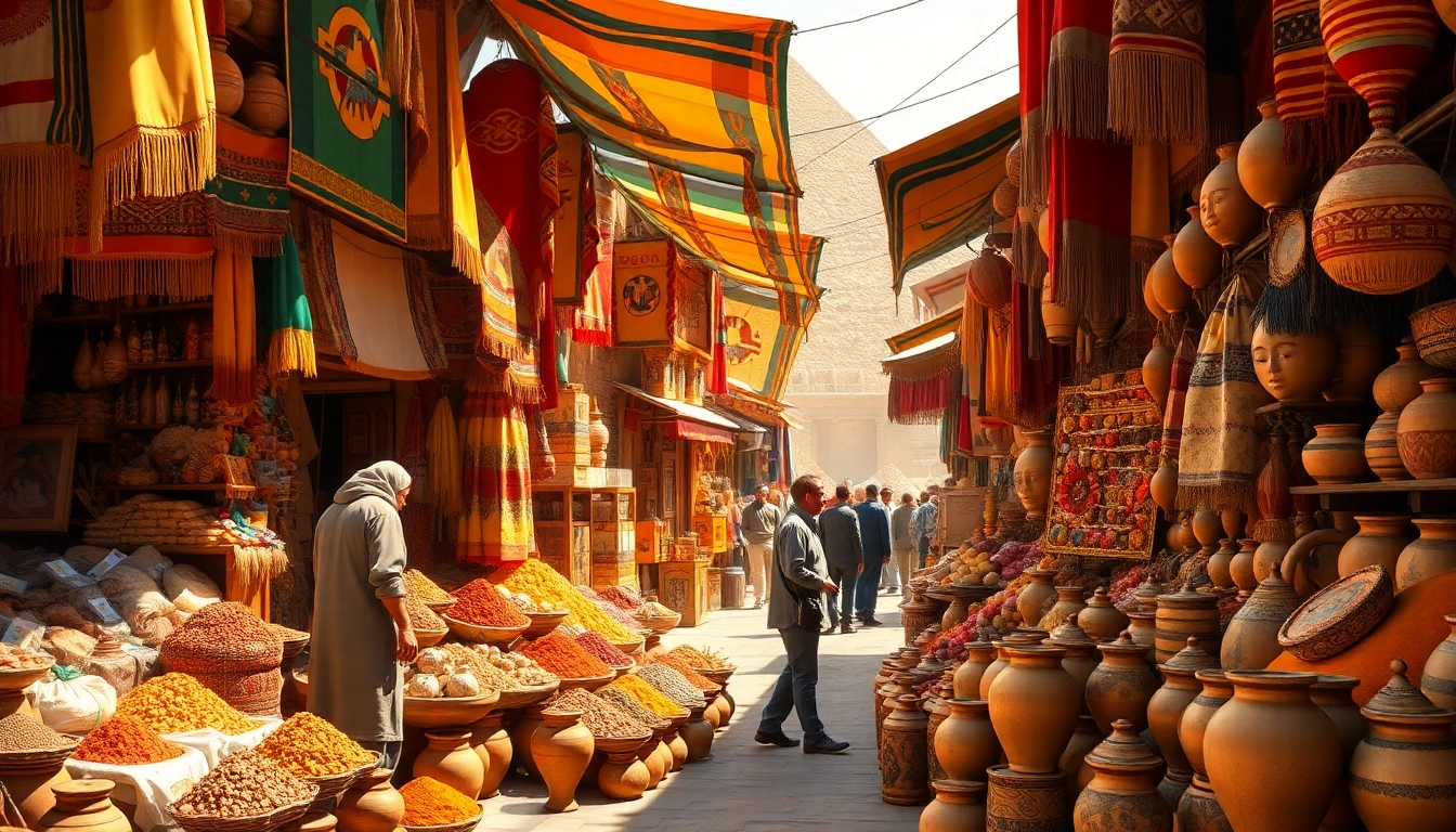 Engage with the vibrant market scene of Egypt at https://emegypt.net, showcasing rich colors and local crafts.