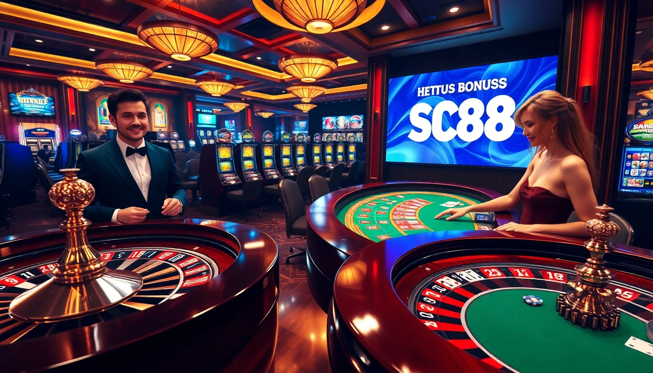 Experience thrilling gambling excitement at https://sc88.bz/ with luxurious casino tables and vibrant ambiance.