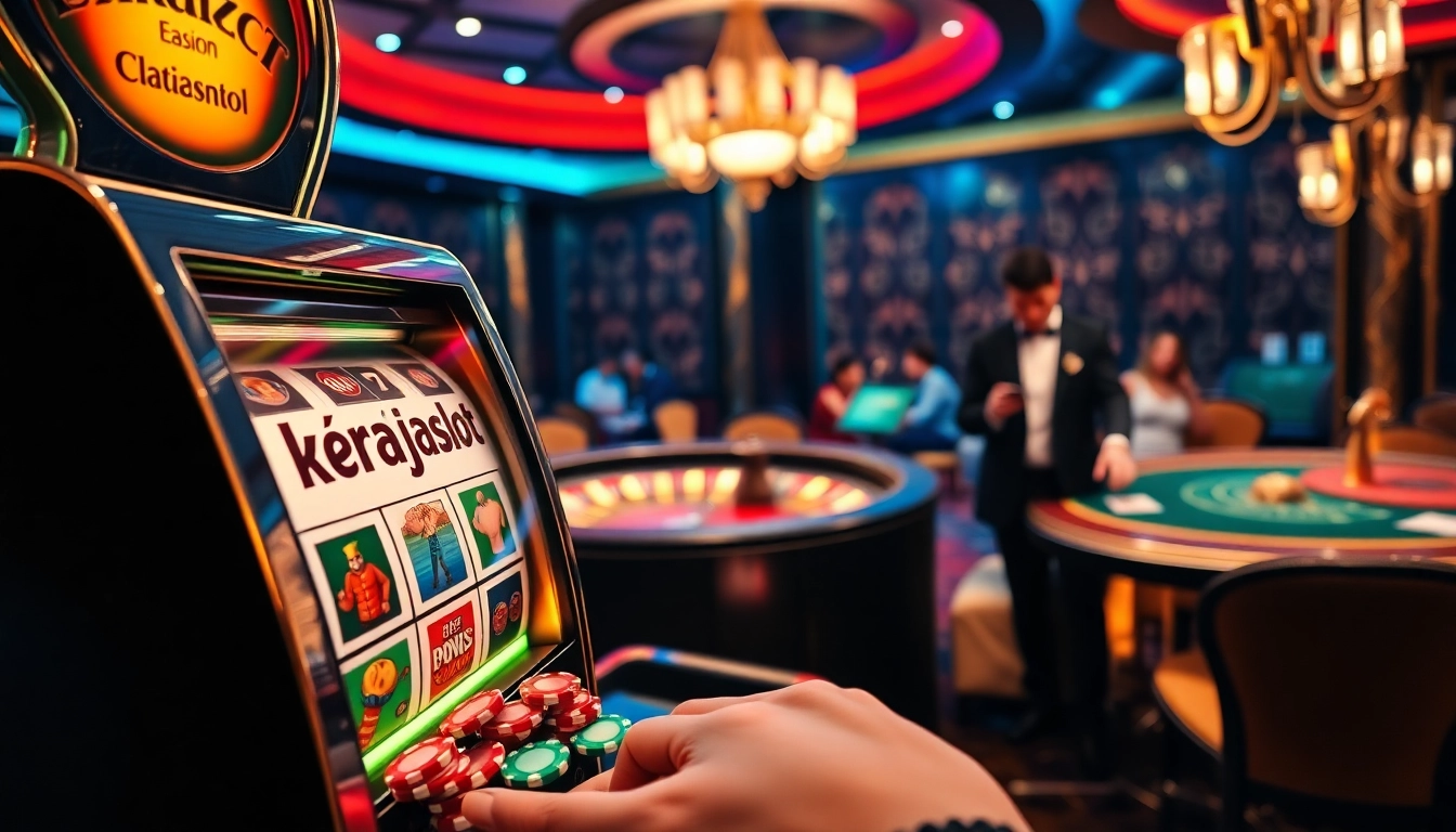 Experience the thrill of kerajaanslot with colorful chips and an exciting casino atmosphere.