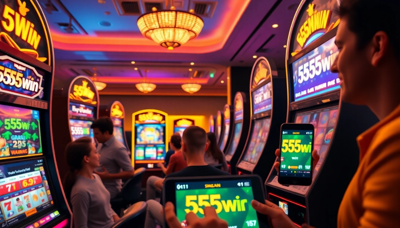 Engaged players enjoying a vibrant online gaming platform showcasing 555win slots experience.