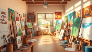 Jentoto menciptakan suasana studio seni yang tenang dengan alat-alat artistik beragam.