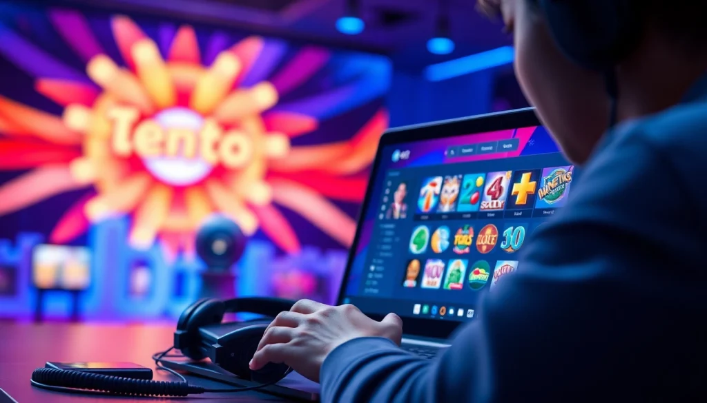 Jentoto platform showcasing vibrant games and user interaction on a modern laptop.