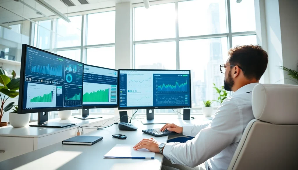 Visualize the benefits of the best smm panel with a professional digital marketer at work.