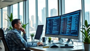 Visualize https://benchbot.ai with a modern workspace illustrating AI data analysis and technology.