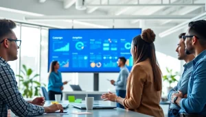 Engaged team strategizes marketing approaches related to https://c168me.com/ in a bright workspace.