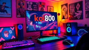 Menampilkan permainan koi800 game yang menarik dengan aksesori gaming modern dan suasana ceria.