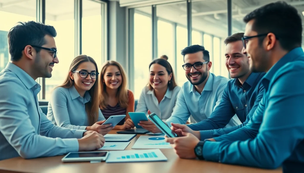 Engaging team discussing strategies for tiktok smm panel solutions in a modern office.