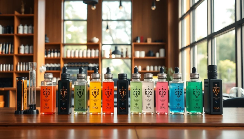Genießen Sie Oxva Liquid in einem eleganten Vape-Shop mit vorteilhafter Präsentation und stilvollen Geräten.
