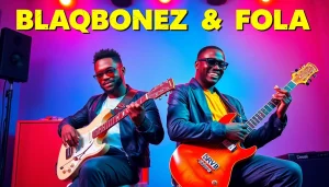 wadupnaija showcases Blaqbonez and Fola on an energetic album cover, highlighting their music collaboration.